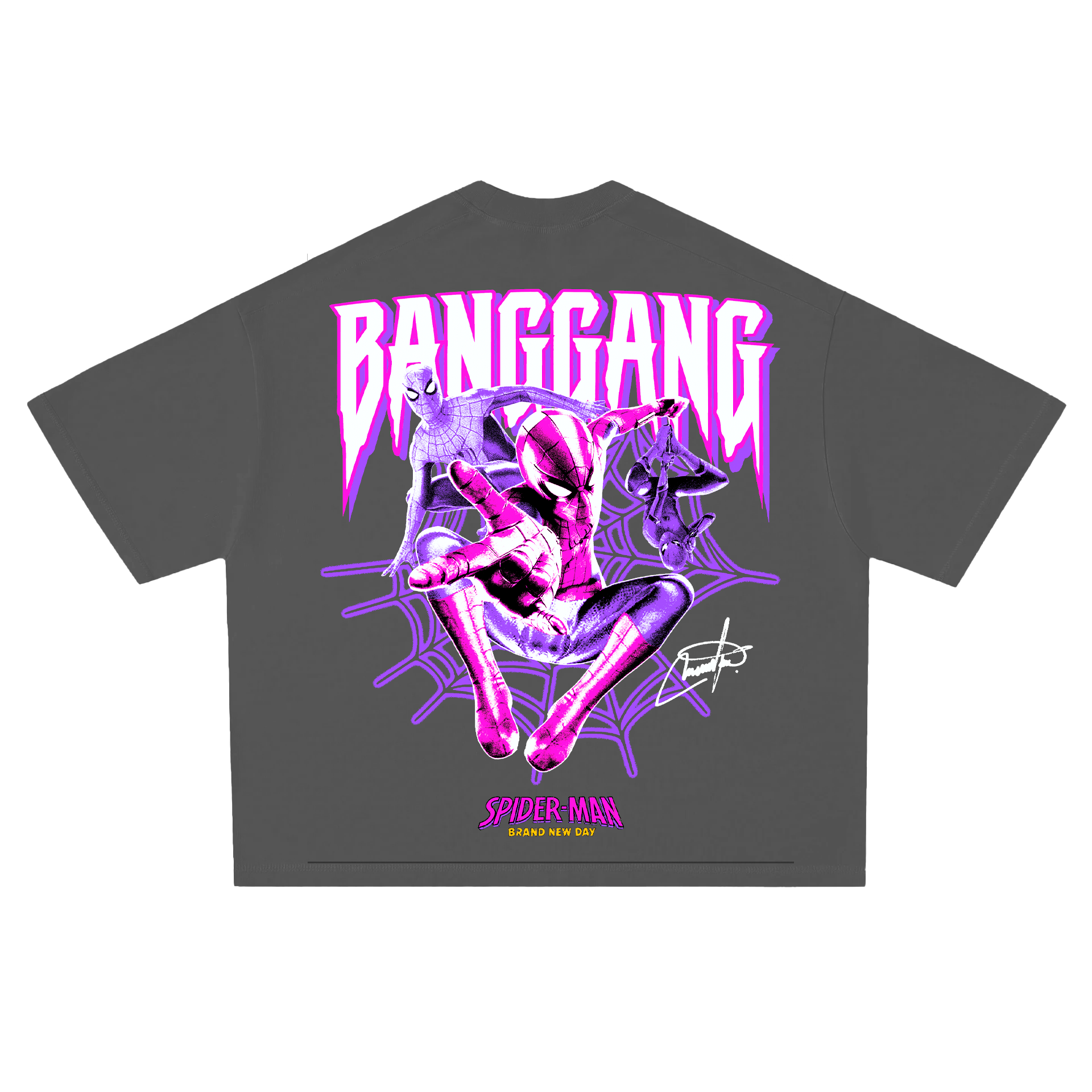 Polera Boxy Spider Pink Heavyweight Grey