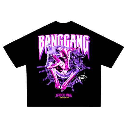 Polera Boxy Spider Pink Heavyweight Black
