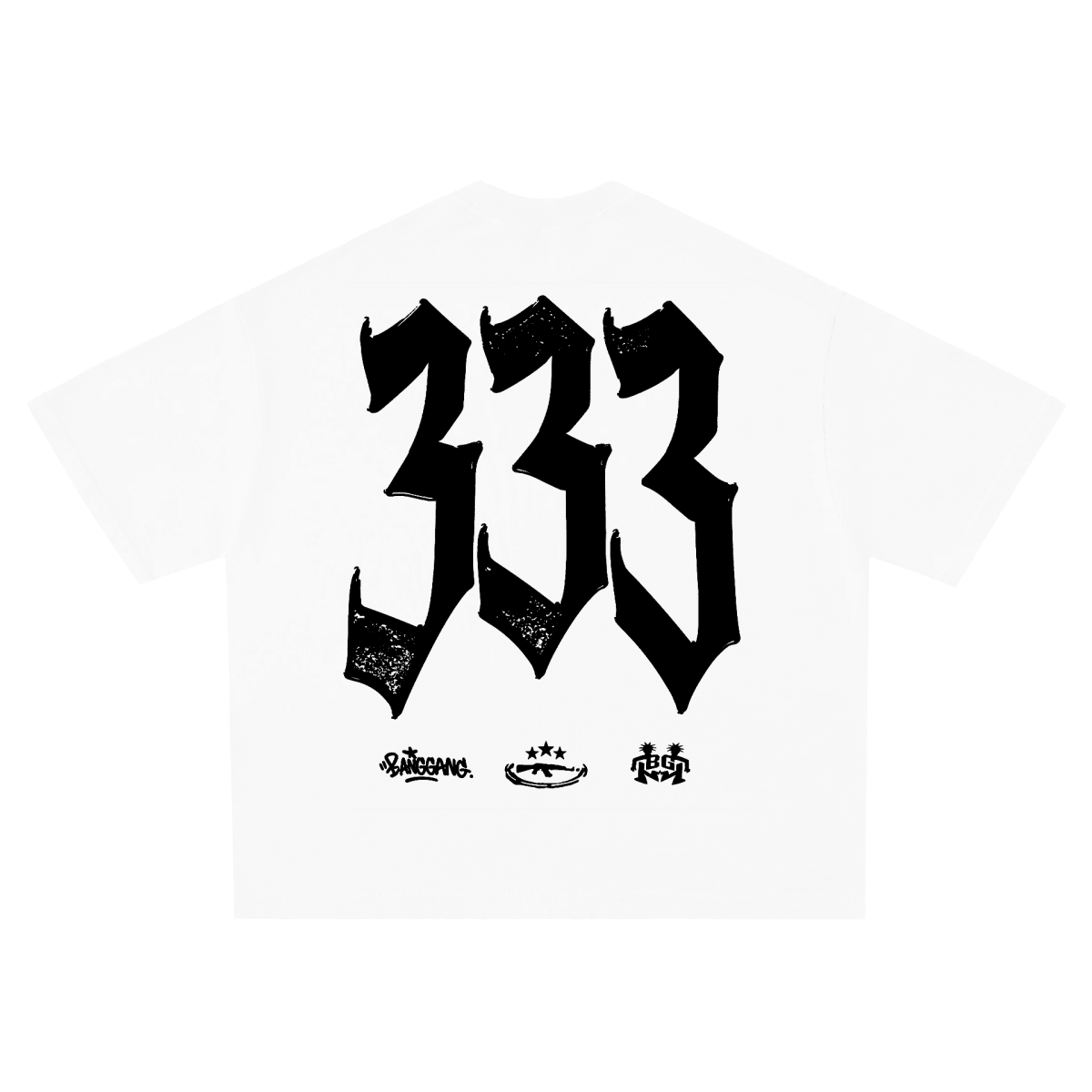 Polera 333 Boxy Black Heavyweight White - BANG GANG