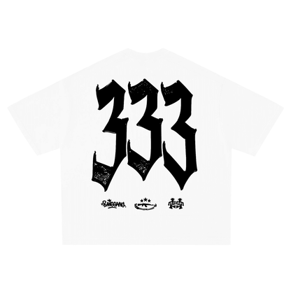 Polera 333 Boxy Black Heavyweight White - BANG GANG