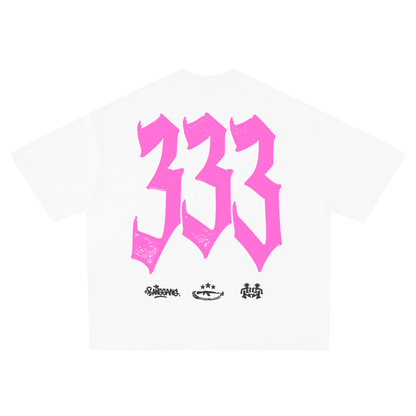 Polera 333 Boxy Pink Heavyweight White - BANG GANG