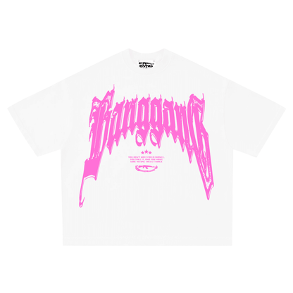 Polera 333 Boxy Pink Heavyweight White - BANG GANG