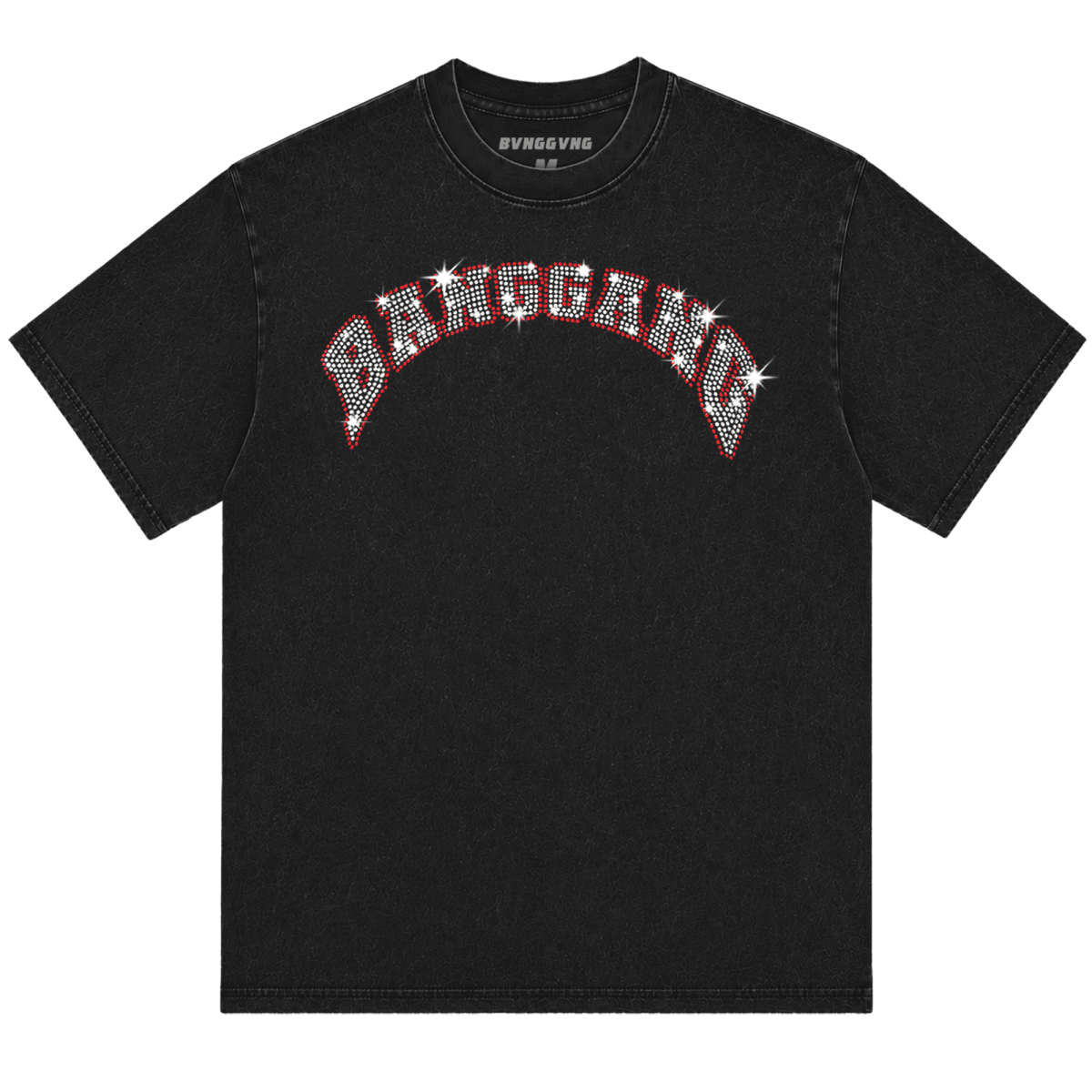 Polera Crystals Logo Acid Wash - BANG GANG