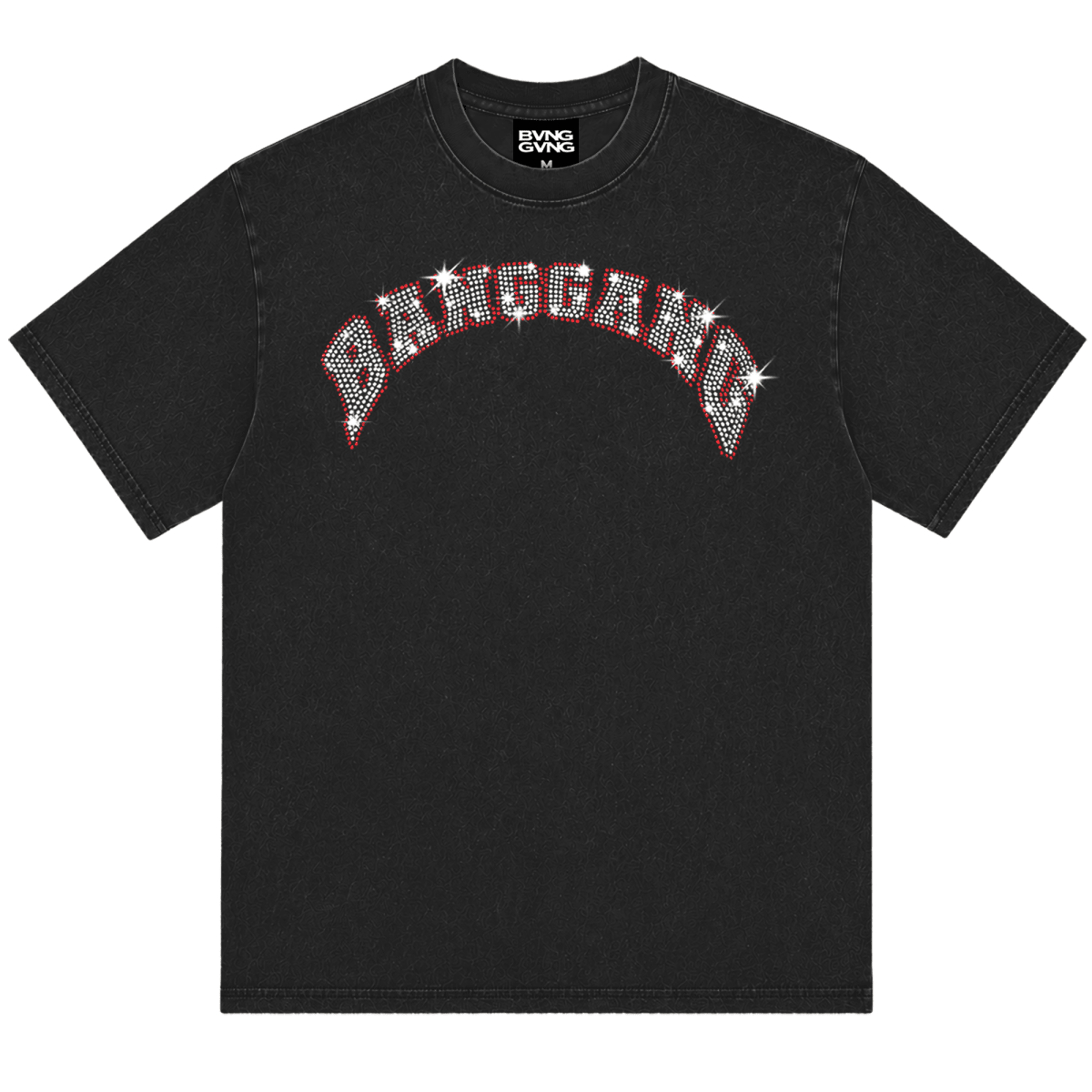 Polera Crystals Logo Acid Wash - BANG GANG