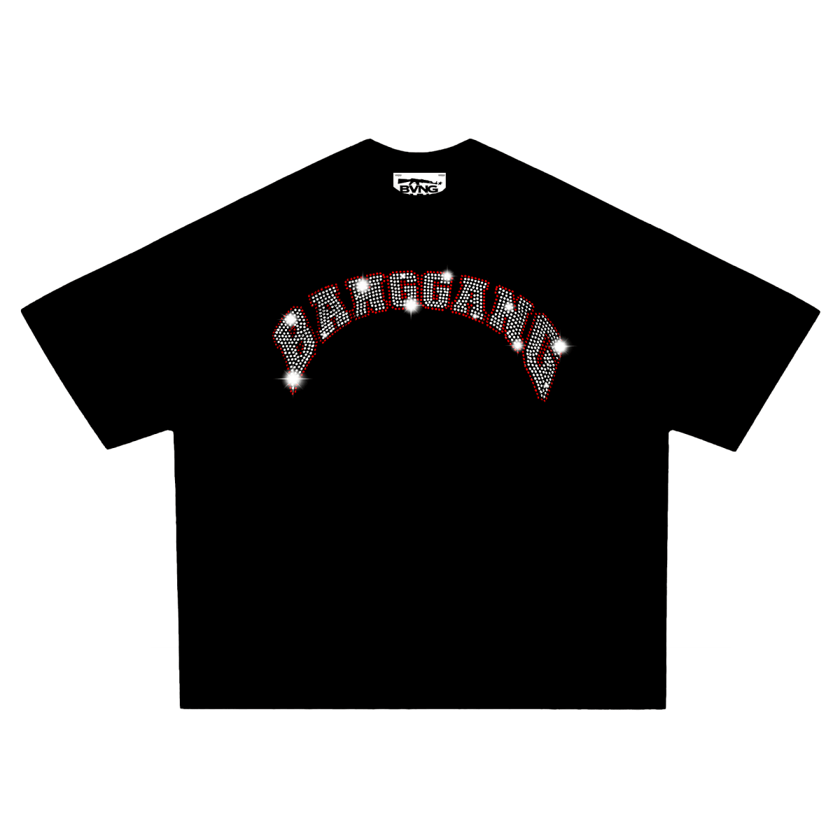 Polera Crystals Logo Heavyweight Black - BANG GANG