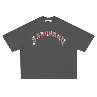 Polera Crystals Logo Heavyweight Grey - BANG GANG