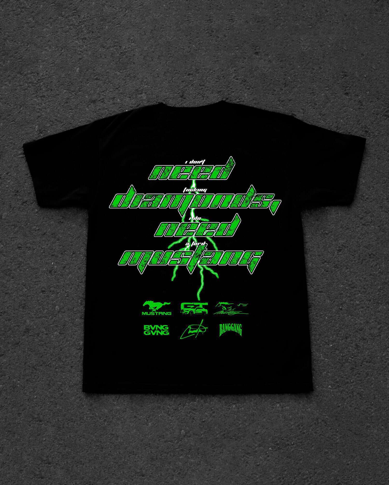 Polera FM Diamonds Green Black - BANG GANG