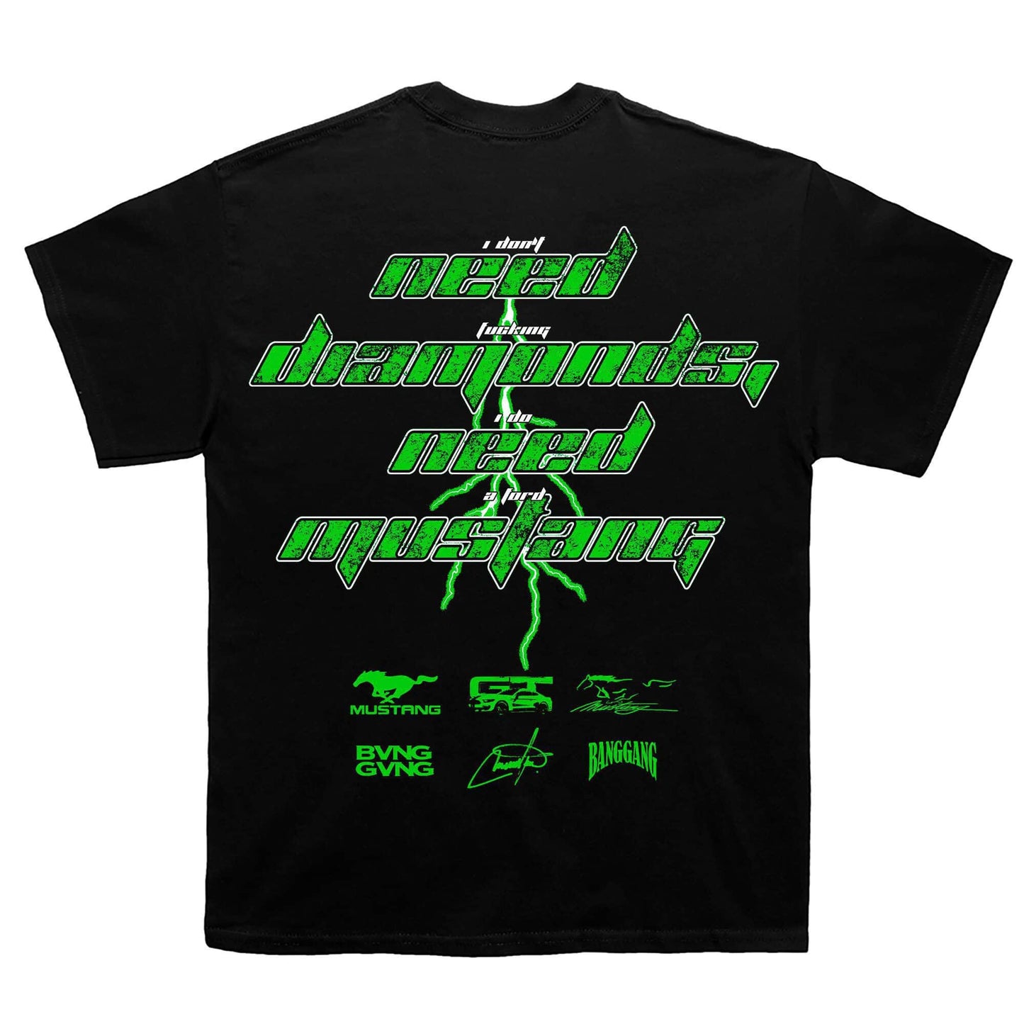 Polera FM Diamonds Green Black - BANG GANG